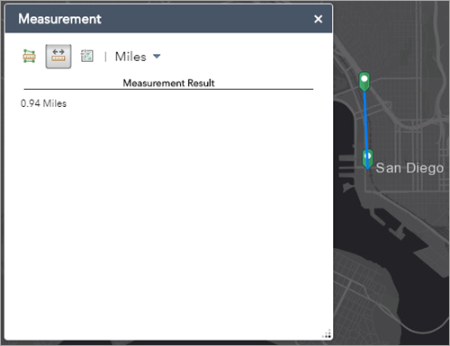 Polyline measurement result with geometry on map